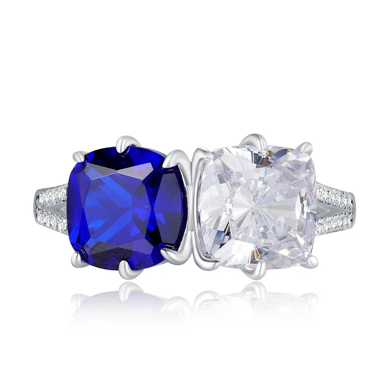 

2023 New S925 Silver 4ct High Carbon Diamond Ring 8 * 8 Gemini Deluxe Full Diamond Ring