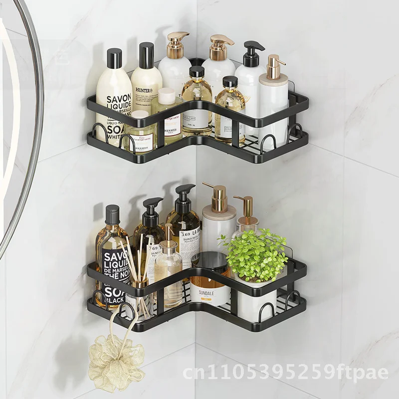 Iron Bathroom Triangle Rack Cross-border Punch-free Toiletry Corner Storage Shelf with Electrostatic Spray Paint Surface