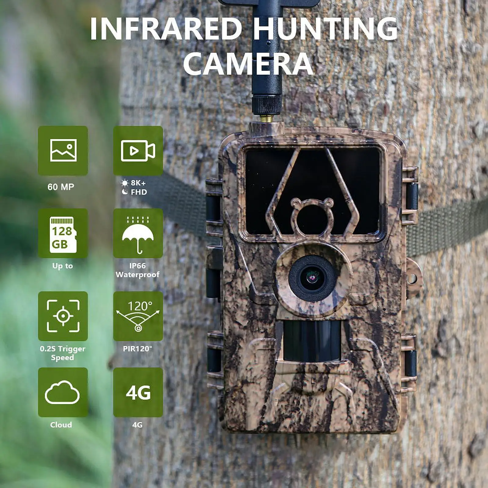 Trail Camera IP66 Waterproof Security Camera for Hiking Backpacking Yard