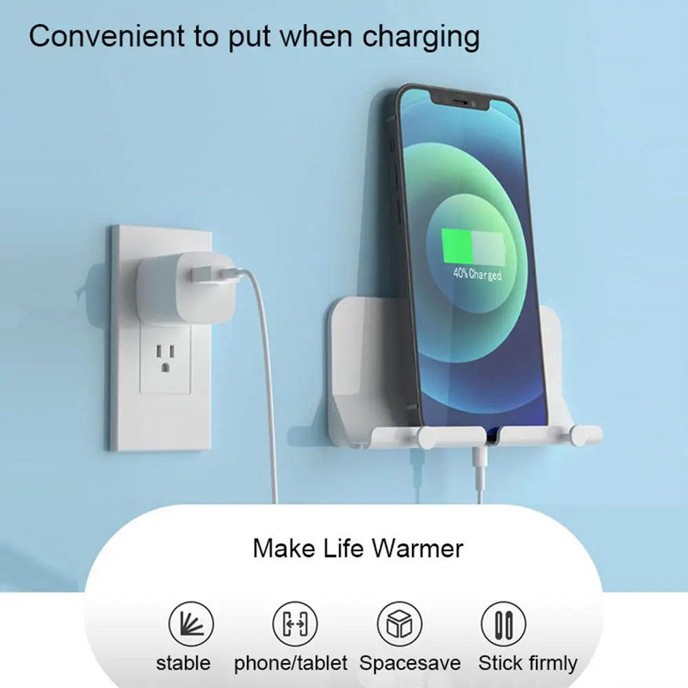 Multifunctional Hanger Shelf Charging Adapter Mobile Phone Wall Charger Holder Hanging Stand Mount Bracket