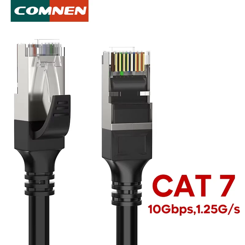 Comnen-cabo ethernet para computador, cabo de rede lan rj45, patch cord, cat7, 0.2-10m, 10gbps, para computador