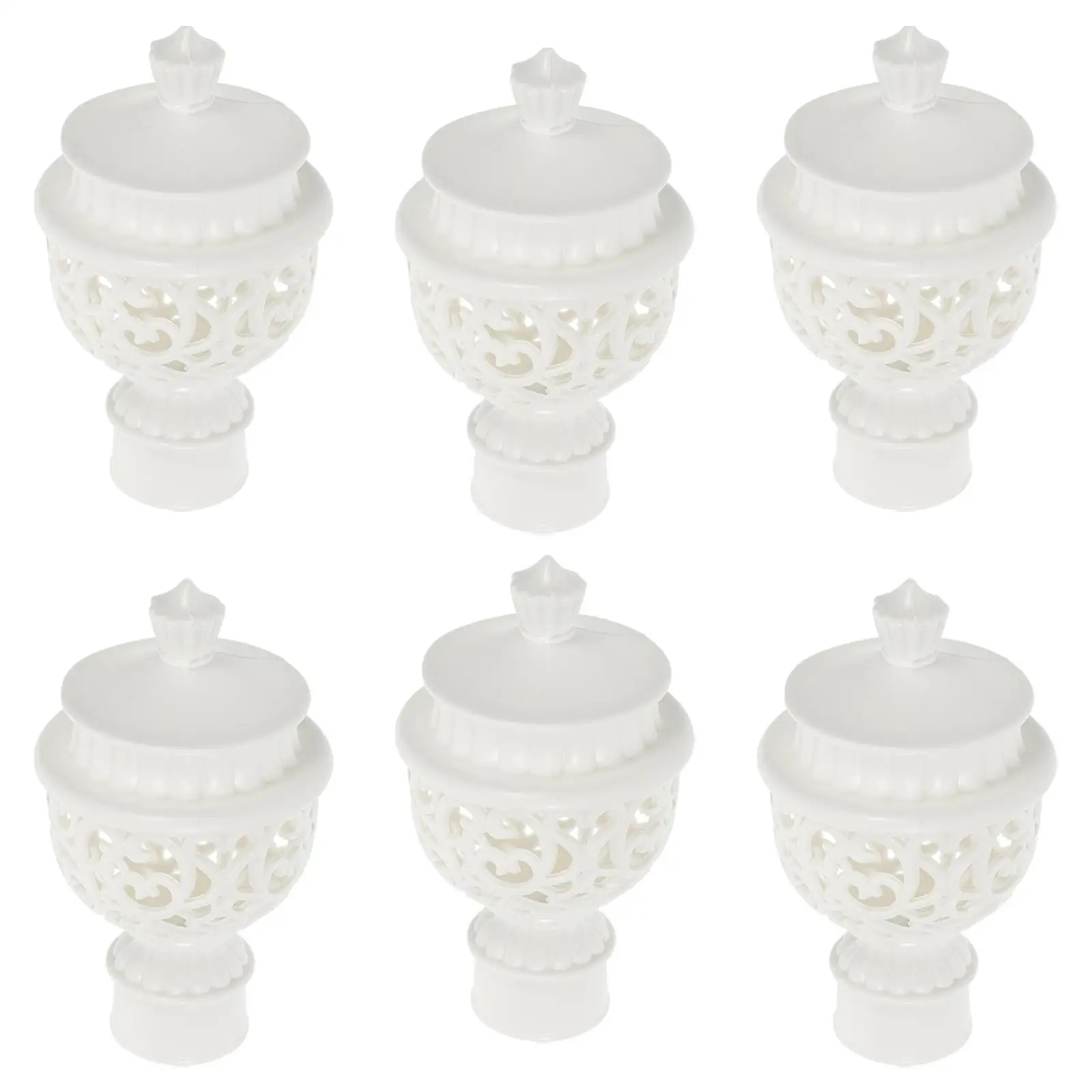 

6pcs Curtain Rod Finials White ABS Material Home Decoration Bedroom Living Room Window Accessories Shower Ends Replacement