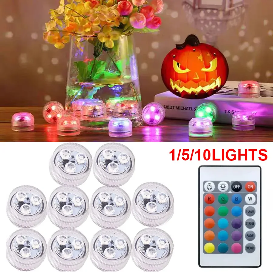 RGB 3/10 LED 수중 조명 - 원격 제어 방수, 수영장 파티 장식용 어린이 도구(절연 시트 포함)