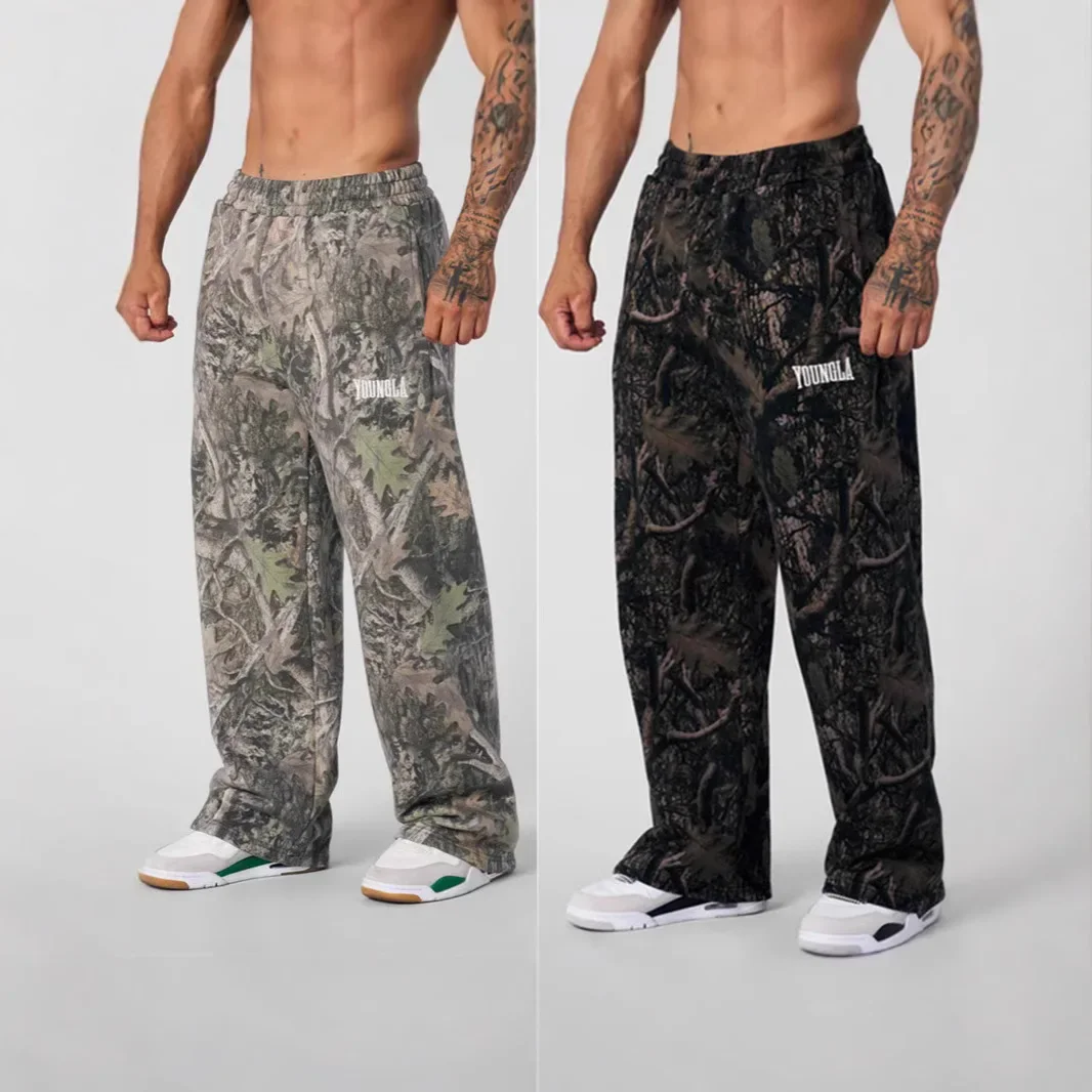 New Cross-Border YOUNGLA Straight-Leg Casual Trendy Fitness Pants Men's Camouflage Breathable Sports Trousers For Casual Scenes