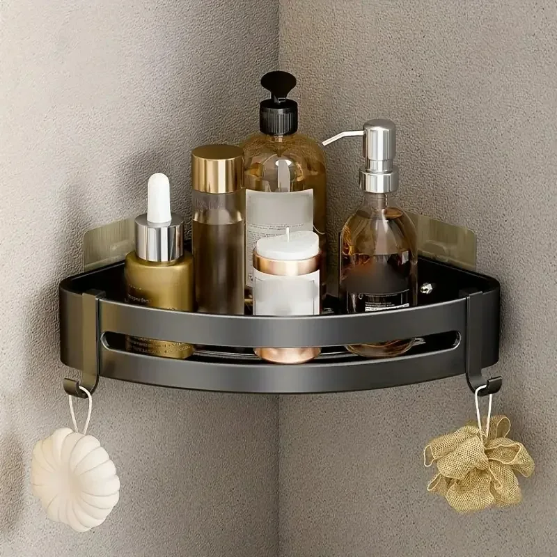 Bathroom Shelf Kitchen Storage Organizer Aluminum Alloy Shampoo Rack Shower Shelf Bathroom Accessories No Drill Shelf