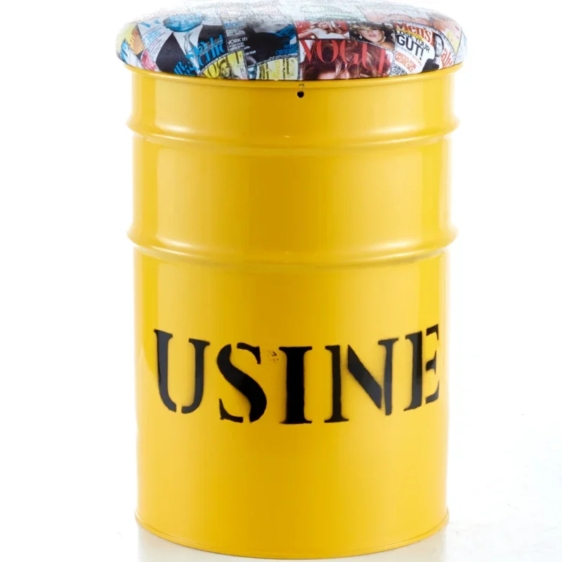 Oil barrel stool fashion creative storage round personalized clothing store photo industrial style paint barrel iron barre