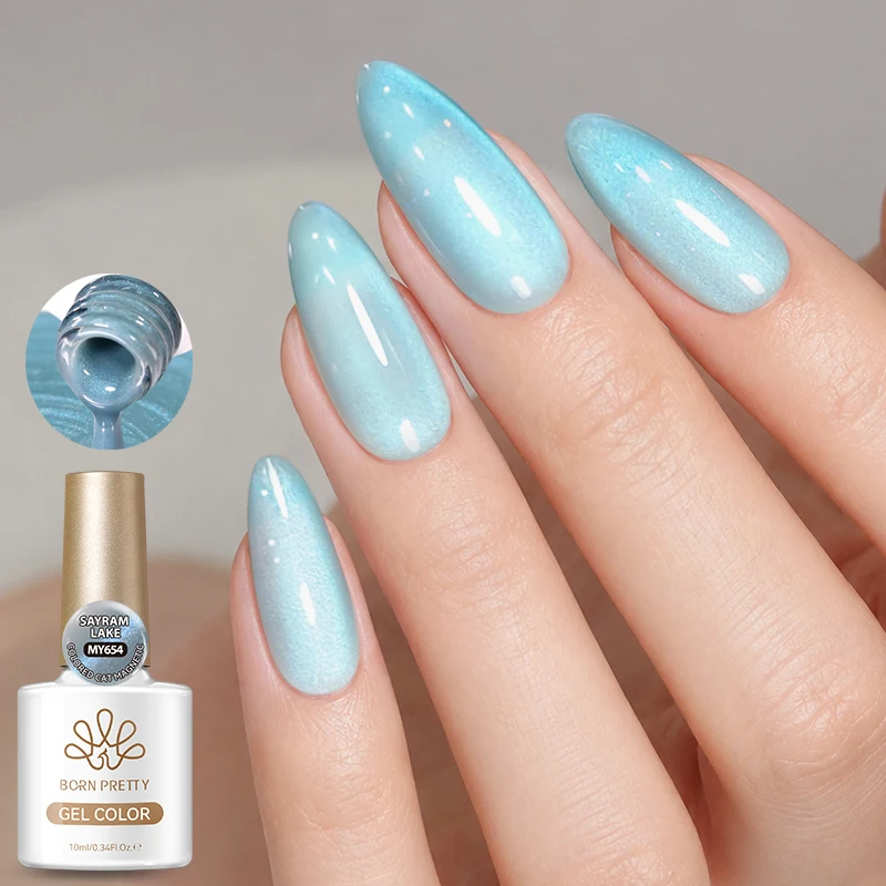 BORN PRETTY 10ml Hellblauer Magnetischer Nagellack für Sommer-Nagelkunst Semi-Permanent UV-Gel Lack Nagelzubehör