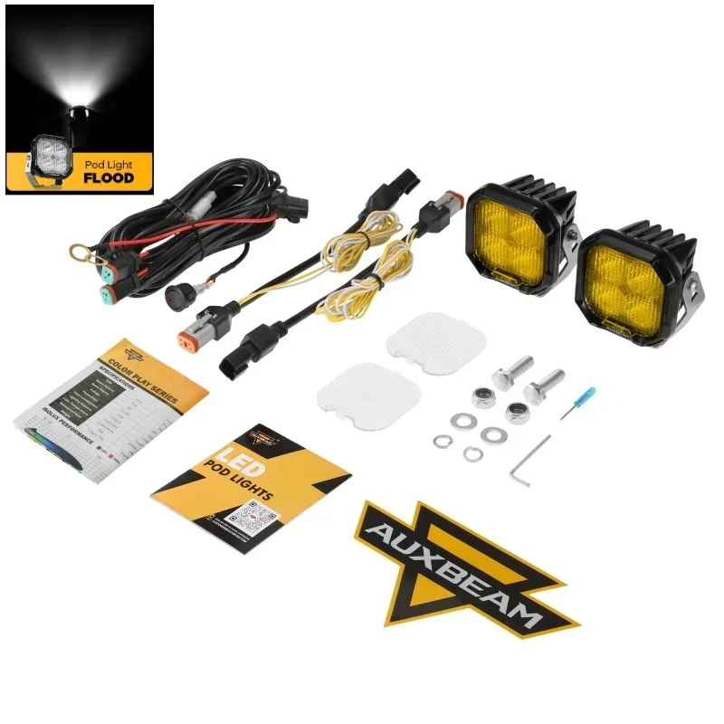1 Paar 3 Inch LED Pod Lampen met Witte DRL & Amber Knipperlicht Rijlicht voor UTV ATV SUV Truck Offroad