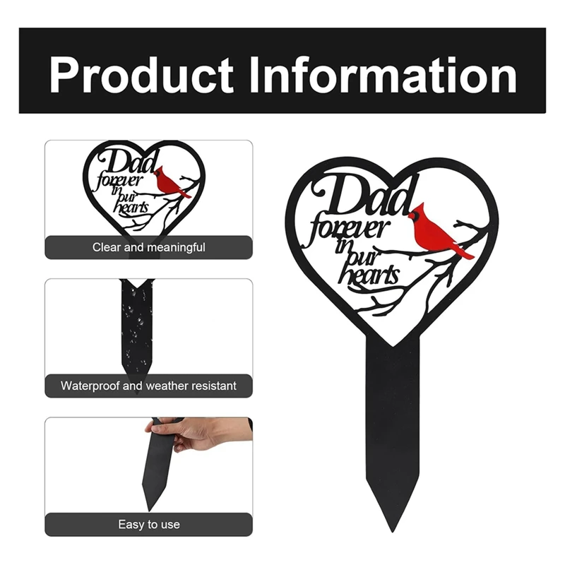 Мемориальные могильные маркеры Сердце Мемориальная доска Кол Счувствие Могильные маркеры Кладбище Кардинали Садовый кол Мемориал