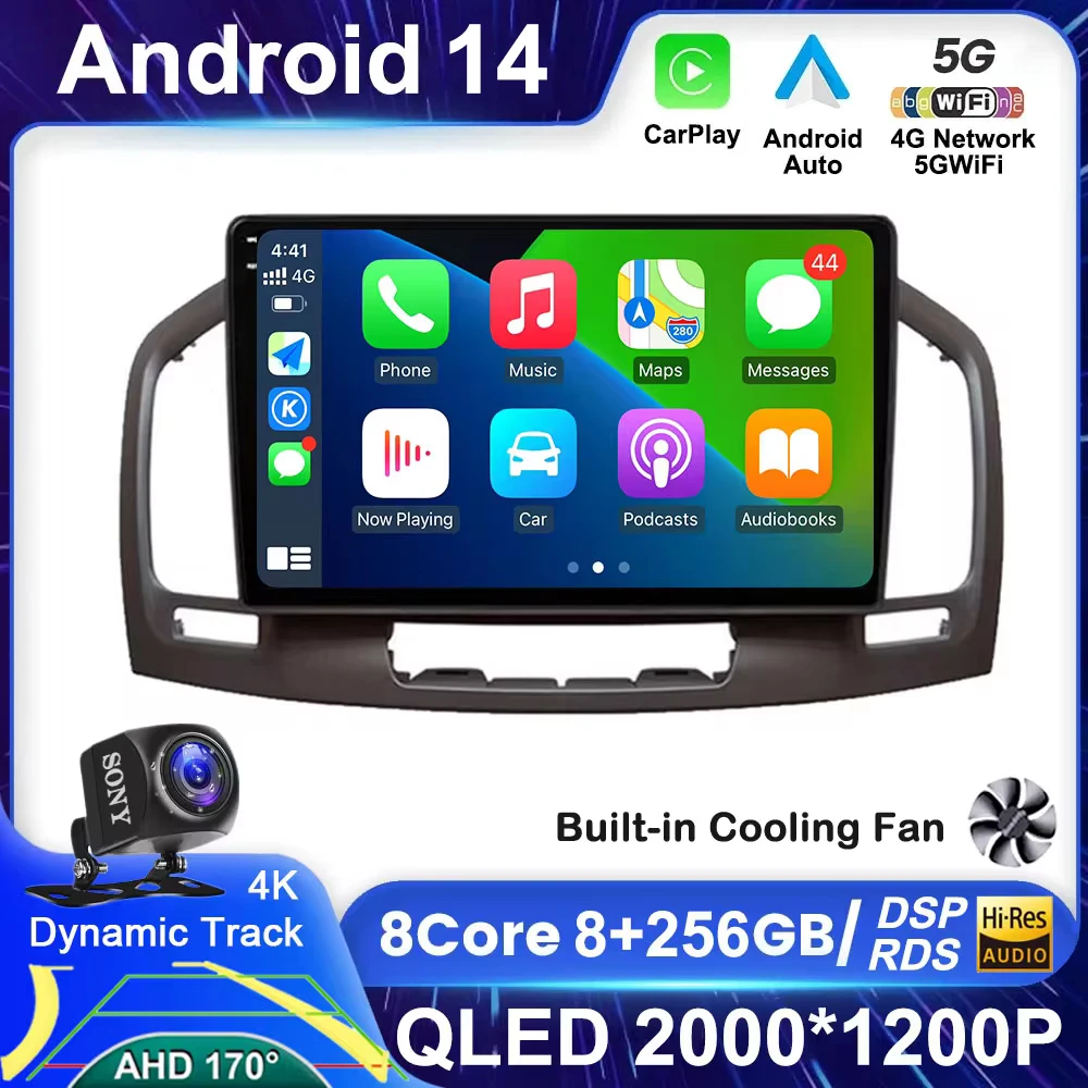 Radio con GPS para coche, reproductor multimedia con Android 14, Carplay, Navi, estéreo, cámara 2009, para Buick Regal, Opel, Insignia 2010, 2011,