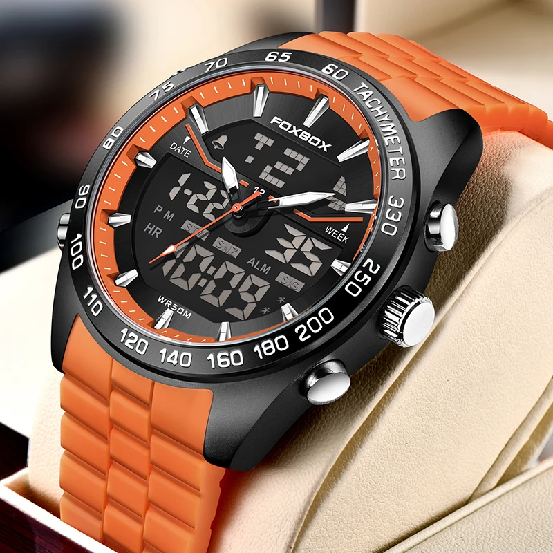 New FOXBOX Fashion Military Watches for Men Luxury Original Sports Chronograph Watch ​Waterproof Quartz WristWatch Clock Gift