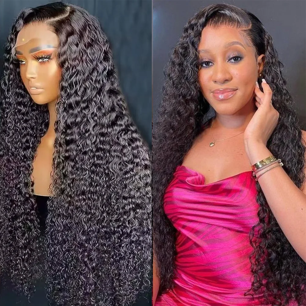 

40 In Deep Wave 13x6 HD Lace Front human hair Wig For Women 220 Density Brazilian Water Curly 360 Lace Frontal Wigs 5x5 Lace Wig