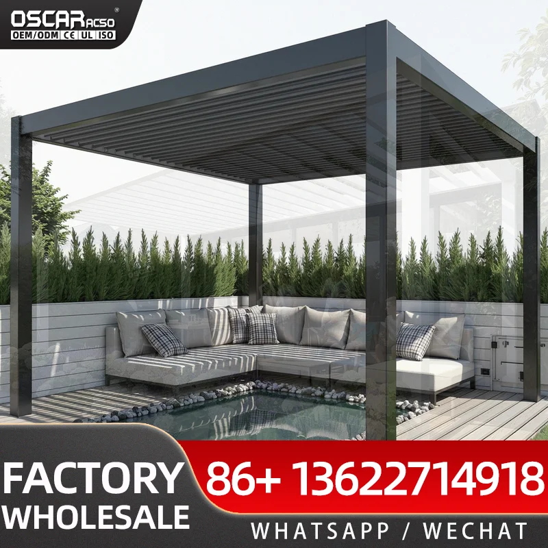 Diy Retractable Aluminum Louver Patio Waterproof Pergola Kits for Backyards Gardens Patios pergola