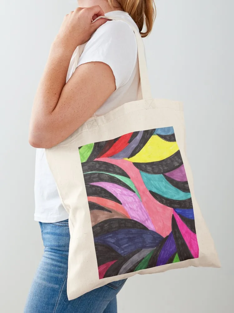 

Abstract Beachy Rainbow Waves Tote Bag Women's beach bags shopping cart bags tote bags cloth tote aesthetic