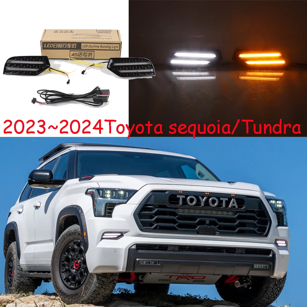 

Автомобильный бампер, фара для Toyota Tundra, дневная лампа 2021 ~ 2023y DRL, автомобильные аксессуары, дневная фара для Toyota sequoia, противотуманная лампа