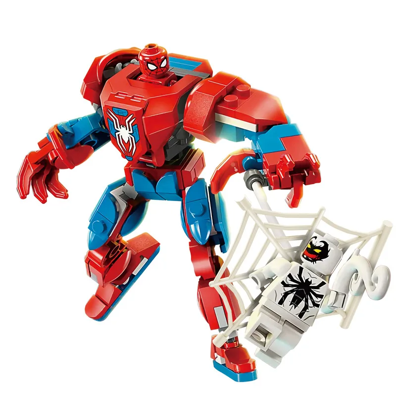 Figurki z klocków Blind Box Mini Marvel, Duży Goblin, Spiderman, Iron Man, Venom, Kapitan Hawk, Deadpool, Technic Armor, zabawki na prezent