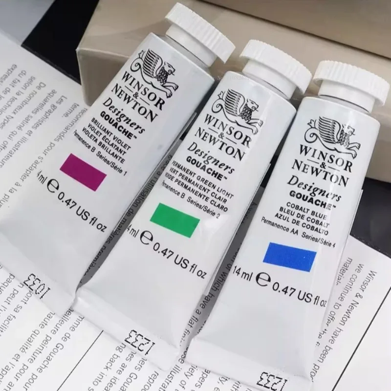 14ml/tube Windsor Newton Designer Gouache Paints Opaque Water Color Hand-Drawing Illustrations Comics Coloring Art Pigments