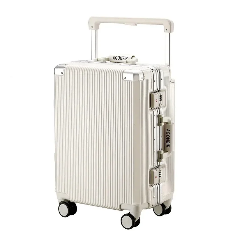 Rolling Luggage Wide Handle Fashion Travel Suitcase Unisex Trunk Large Capacity Silent Universal Wheel Aluminum FrameTrolleyCase