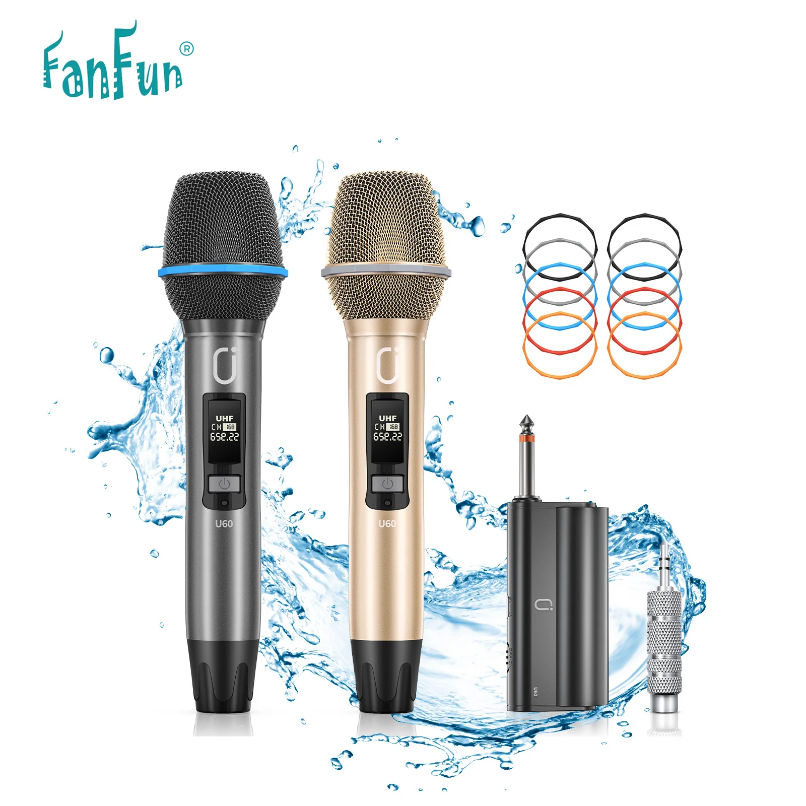 무선 마이크 듀얼 핸드셋 충전 수신기, KTV, 교회, 무대 공연을 위한 범위 HD 사운드 스마트 소음 제거 [S