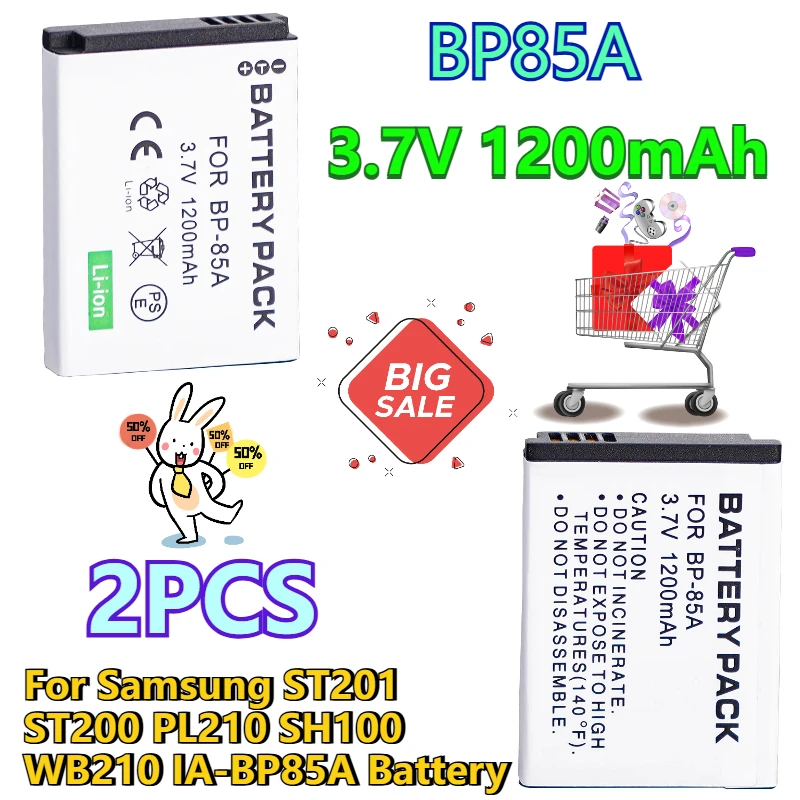

3.7V 1200mAh Camera Batteries for Samsung ST201 ST200 PL210 SH100 WB210 IA-BP85A Battery