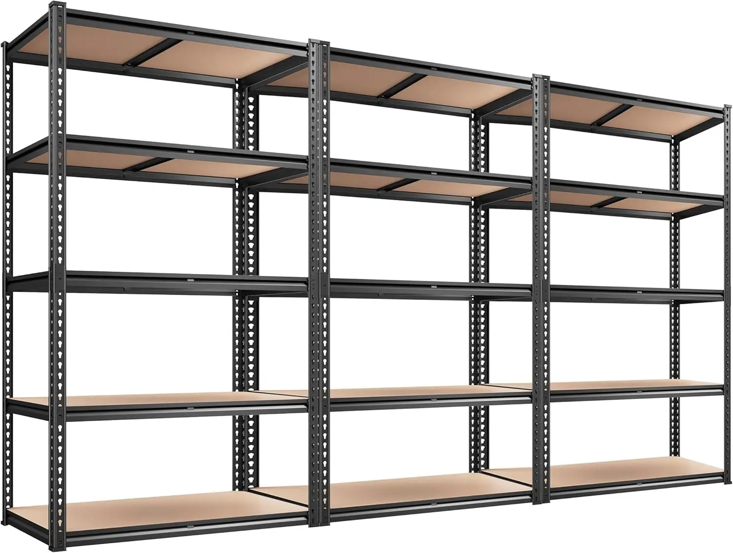 

2020LBS Storage Shelves 5 Tier Garage Shelving Heavy Duty, Adjustable Metal Shelving Unit, 72" H x 35.55" W x 16" D, Black, 3P