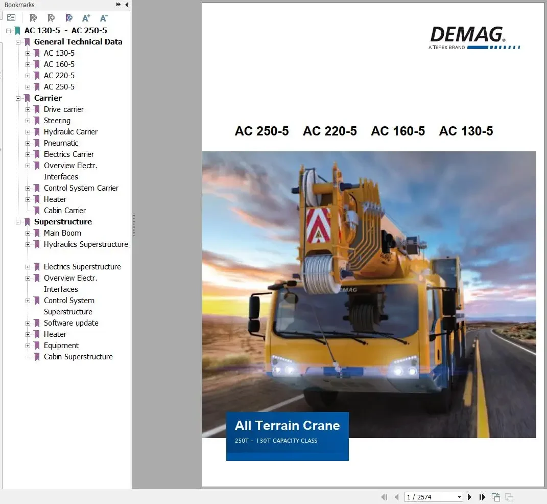 EPC-SOFTWARE Crane Shop Manual, Parts Manual, Operation and Maintenance Manual For Terex