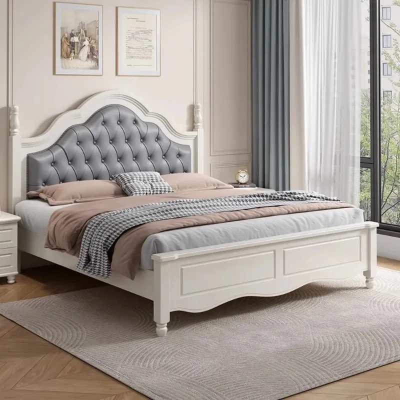 

Full Size Unique French Bedroom Beds Luxury Aesthetic Floor Family Bed Frames 180x200cm Minimalist Double Home Bedroom Furniture