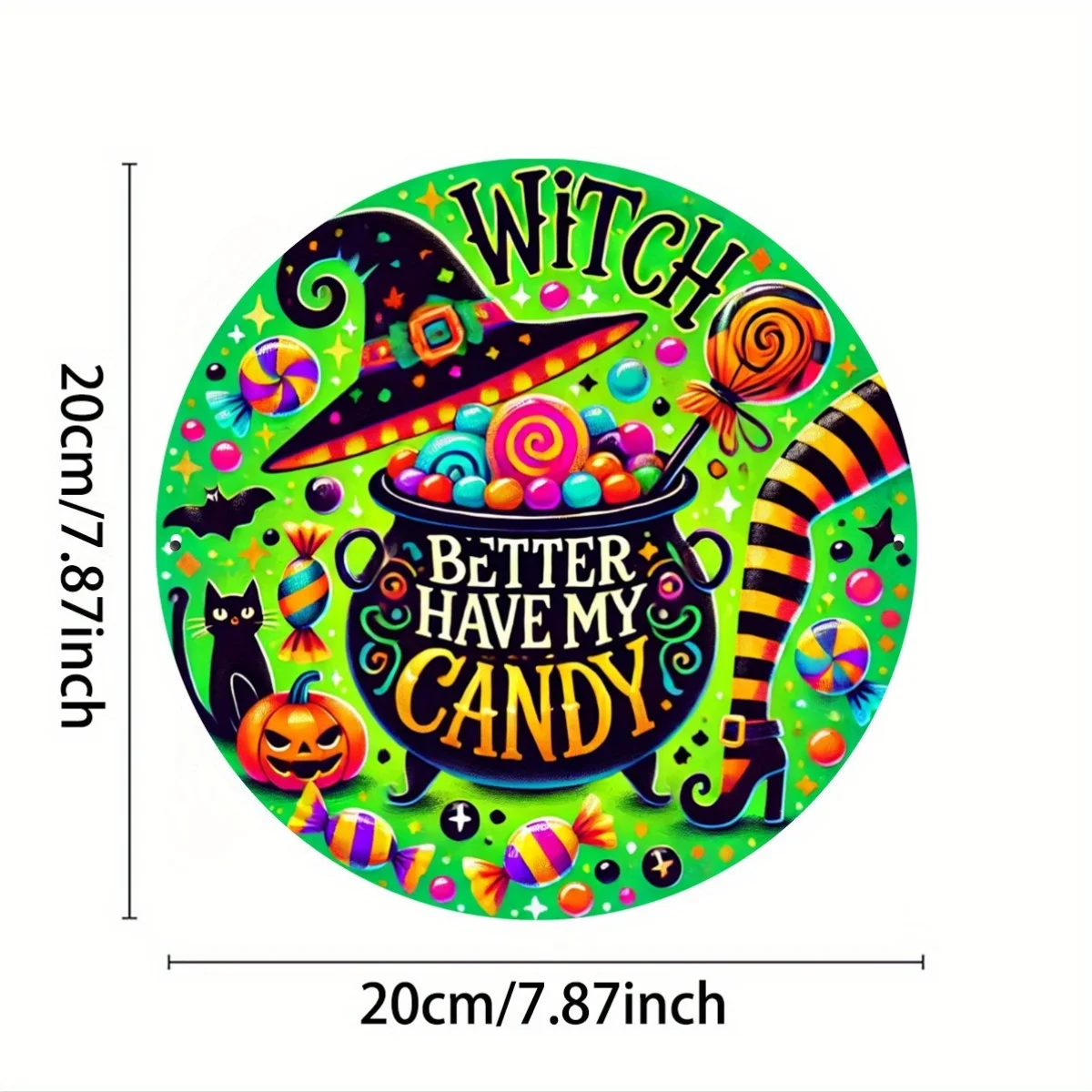 Halloween Candy Theme Metal Art Sign, 1pc, 8x8 Inch - 