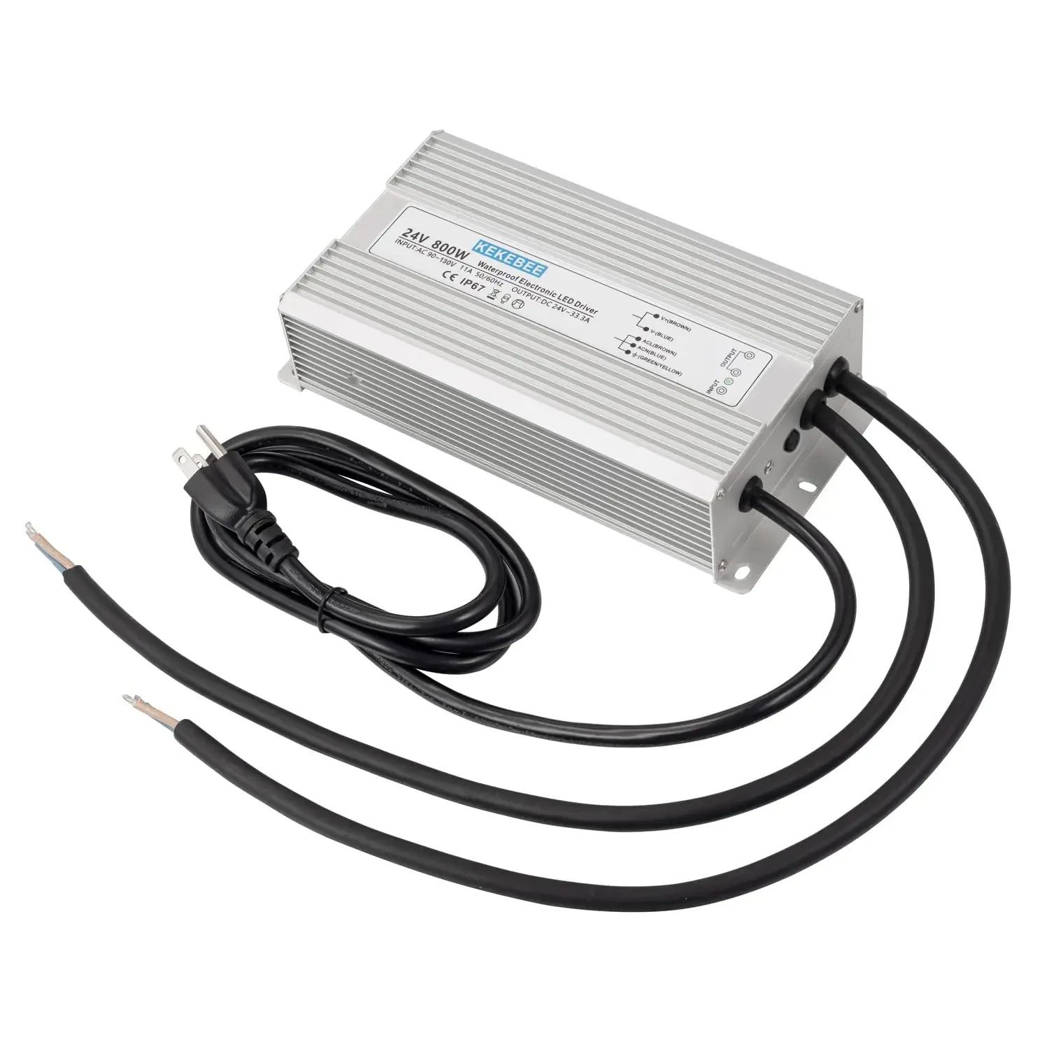 LED Driver 24V800W Waterproof Power Supply 90-130V to 24V33.3A AC to DC Converter IP67 Low Voltage Transformer Suitable for Indo
