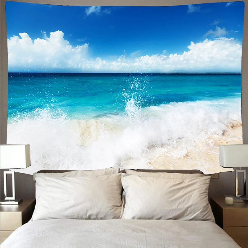 Aqua Sea Home Decor Tapestry Endless Sea Bedroom Living Room Backdrop Decor Home Decor Aesthetics Kids Room Decor