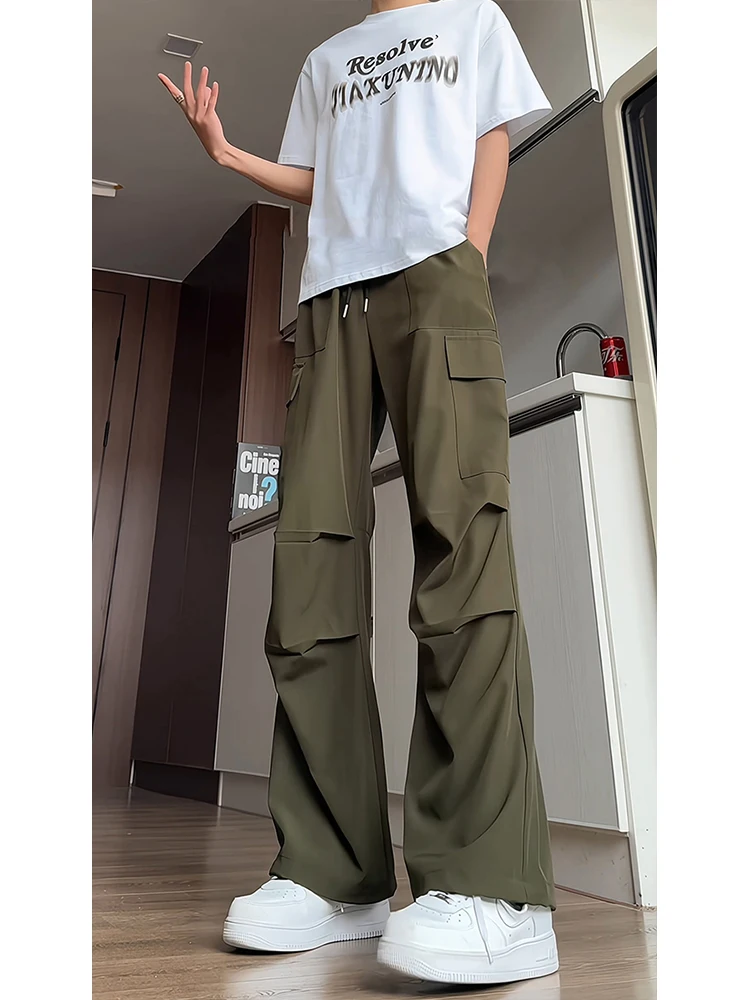 

Брюки камуфляжные мужские летние тонкие, свободного кроя, с высокой талией, длинные, в стиле High Street, для работы, в стиле парашютиста