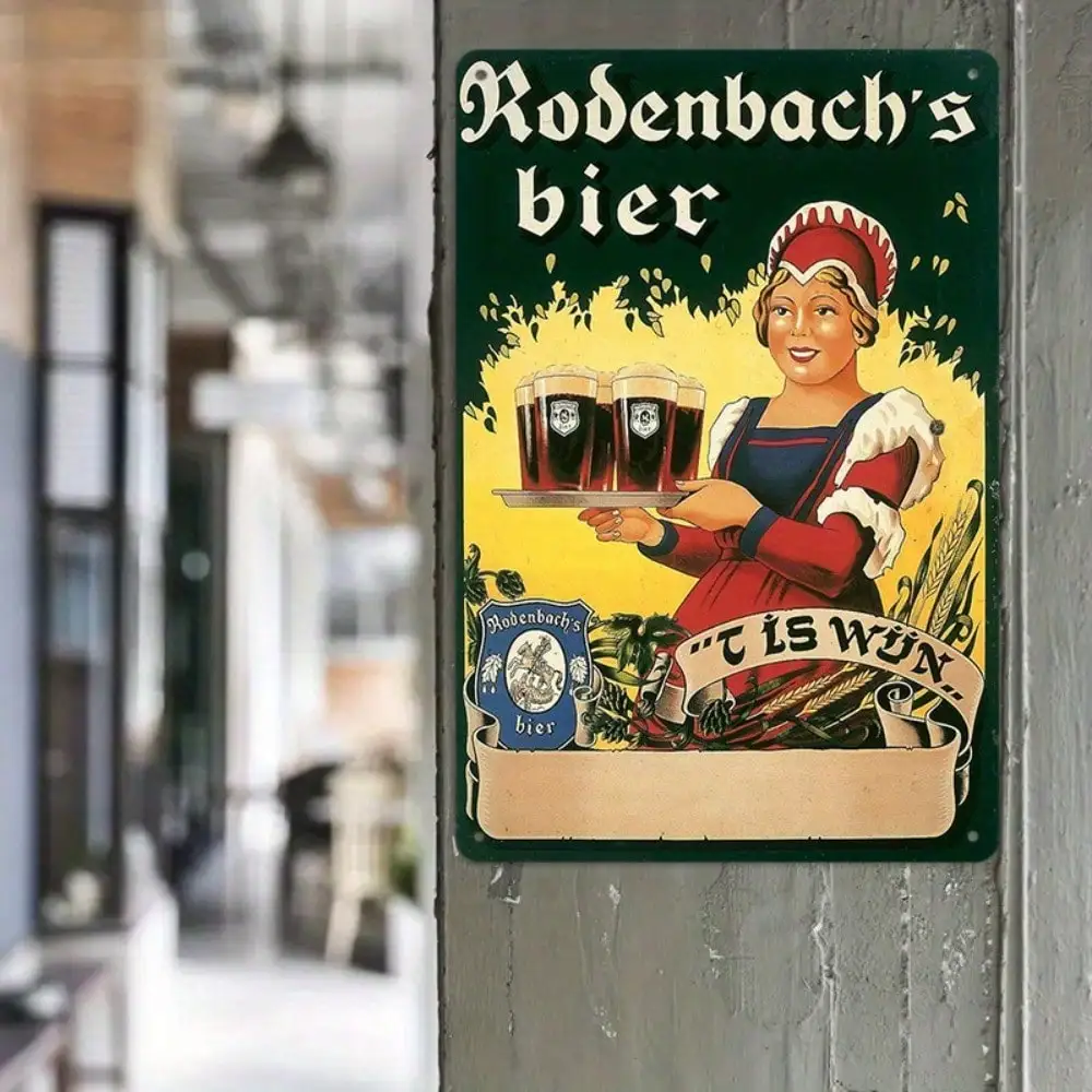 1PC Vintage Rodenbach's Bier Tin Sign - Retro Wall Art for Home Bar & Farmhouse 8x12In/20x30Cm