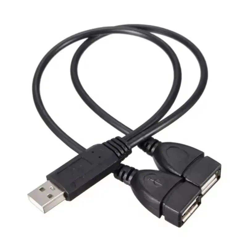 High Quality USB 2.0 Cable A Male To 2 Dual Female USB Transfer Data Hub Power Cord Adapter Charging Extension Cable Hard Disks