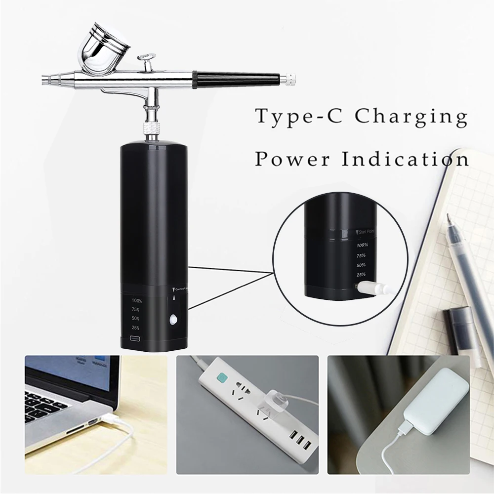 Best Quality New Arrival TM80S Wireless Airbrush With Compressor Kit High Psi Auto Start Stop Mini Portable Cordless Personal