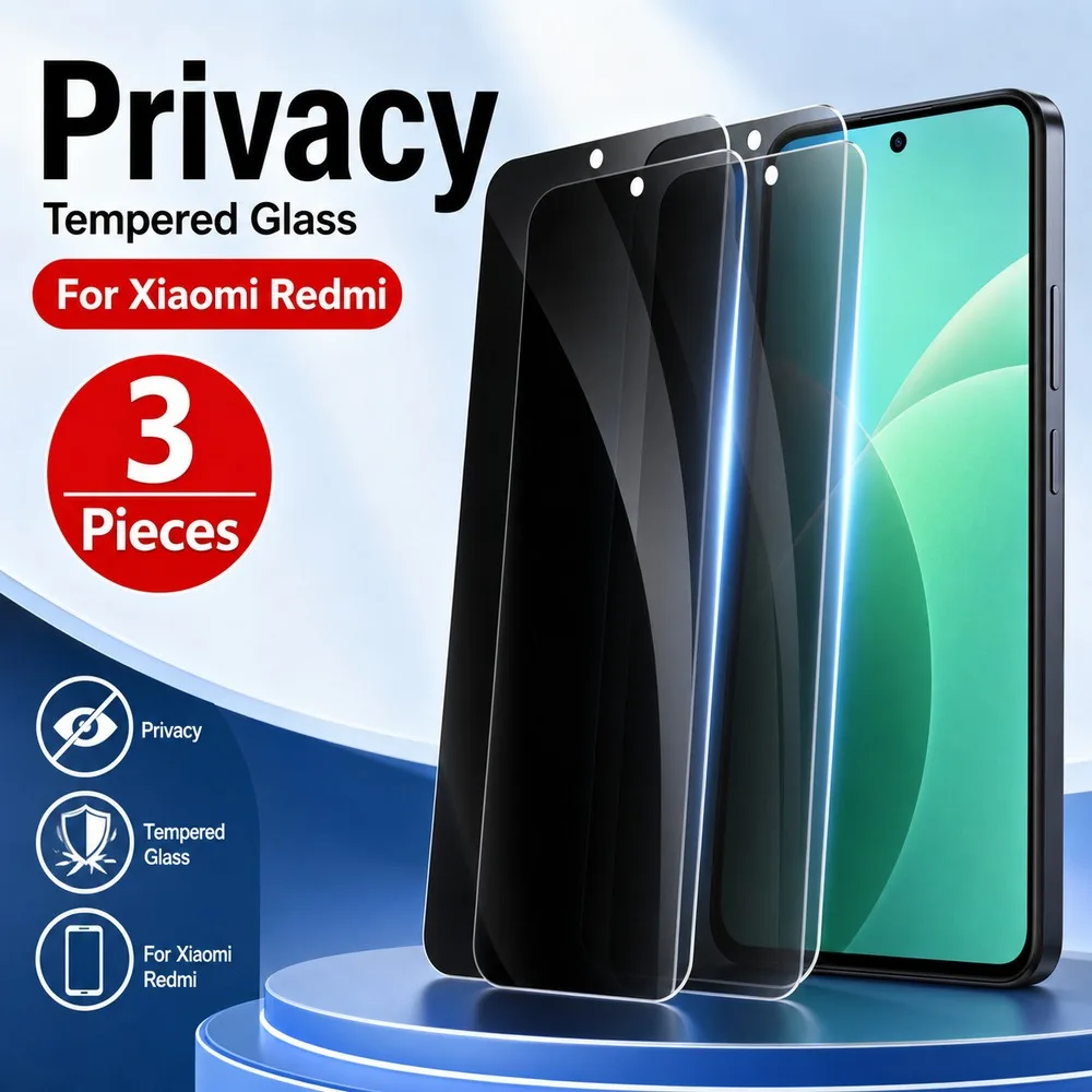 3PCS Sichtschutz aus gehärtetem Glas für Redmi Note 15 15 4G 15 Pro Anti-Spy Displayschutzfolie für Redmi Note 15 Pro 4G 15 Pro+ 14 Pro