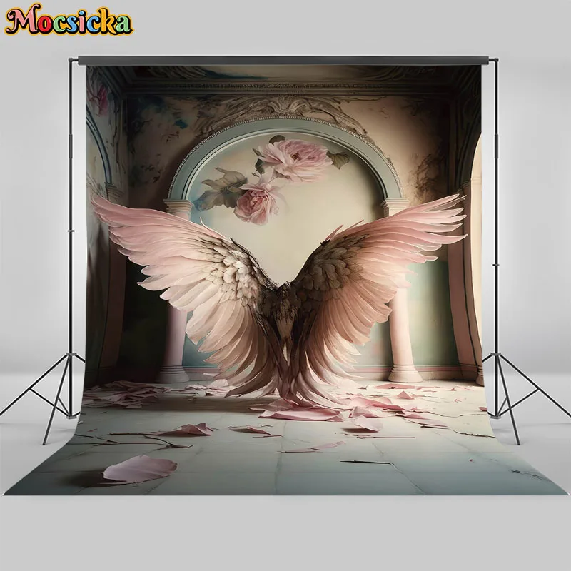 Mocsicka Photography Background Angel Colorful Wings Kid Birthday Party Adult Artistic Portrait Decoration Photo Backdrop Studio