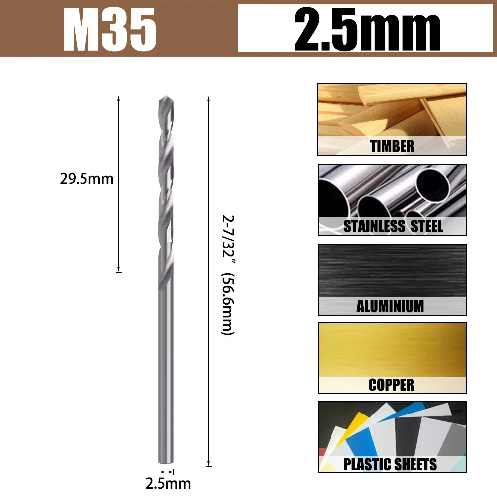 LAVIE HSS M35 Kobalt-Spiralbohrer 1-5mm, Vollgeschliffener Superharter Hochgeschwindigkeitsstahl-Set für Holz, Metall, Edelstahl – Detail 6