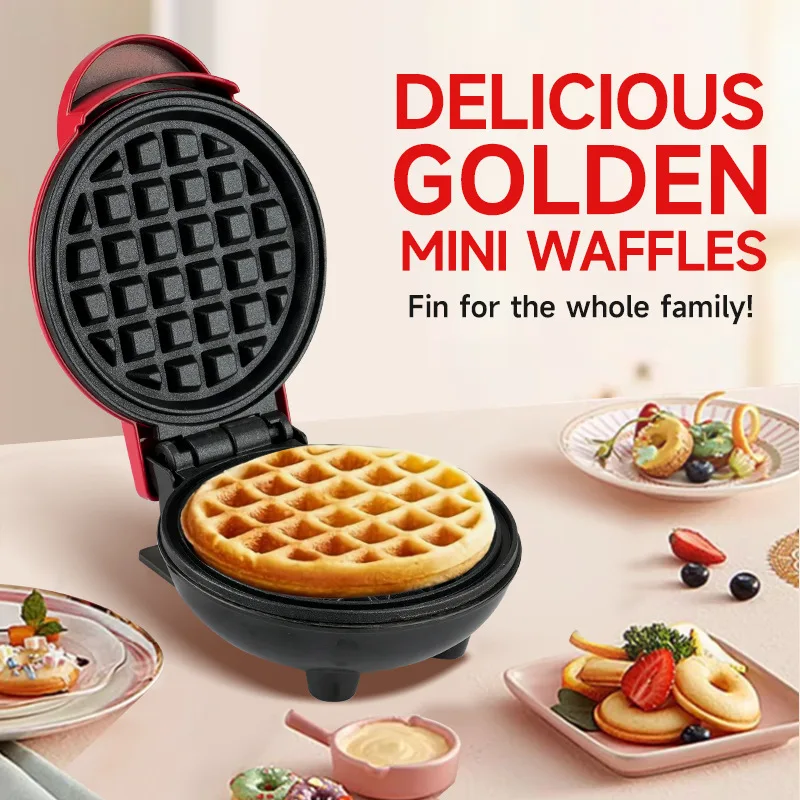 

Mini Electric Waffle Maker Double-Sided Heating Household Sandwich Maker Breakfast Roaster Small Kitchen Dessert Cooking Machine