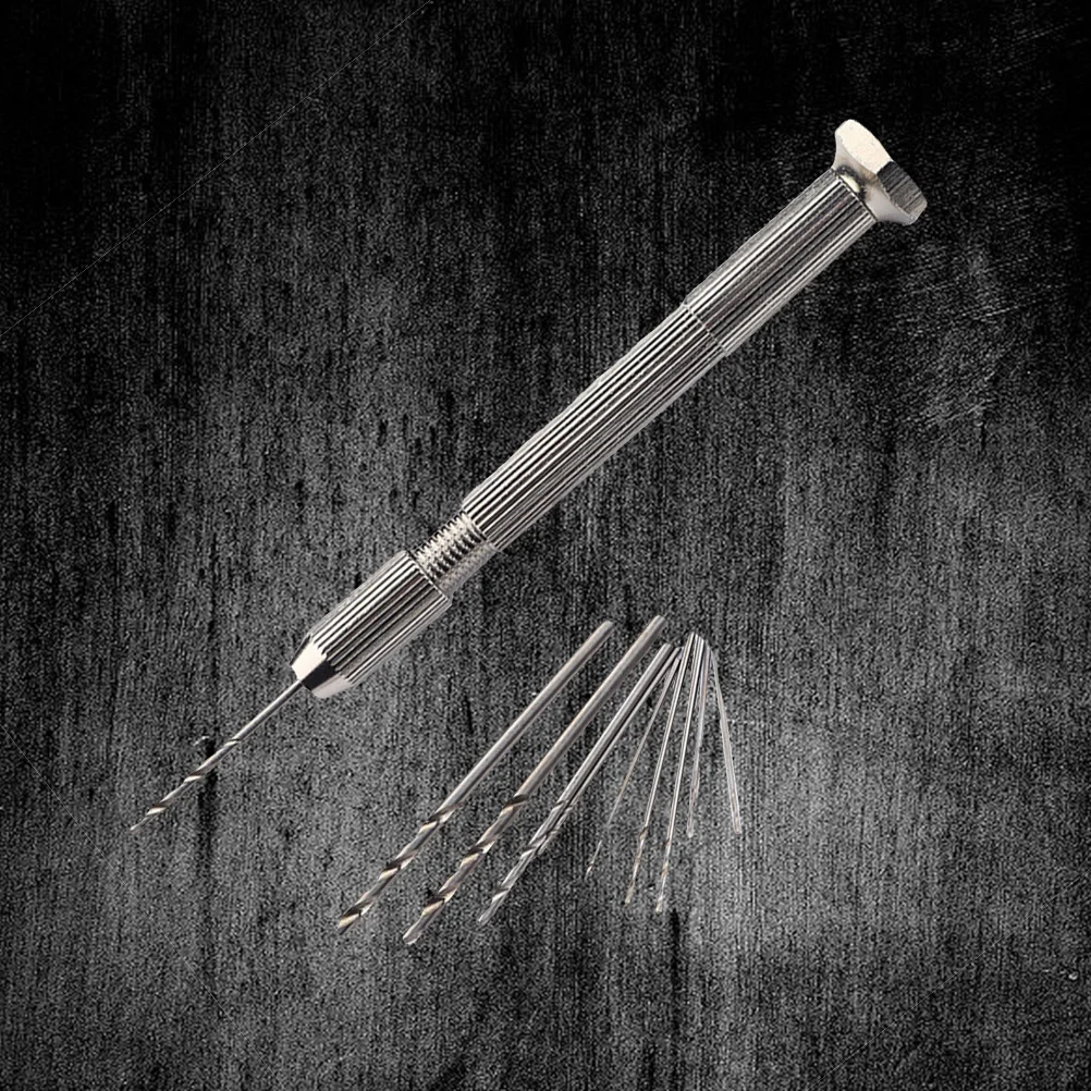 

10pcs Twist Drill Bits Set 0.5-2Mm Adjustable Pin Vise Hand Drill For Wood Resin Jewelry Plastic Crafts Hobby Tools