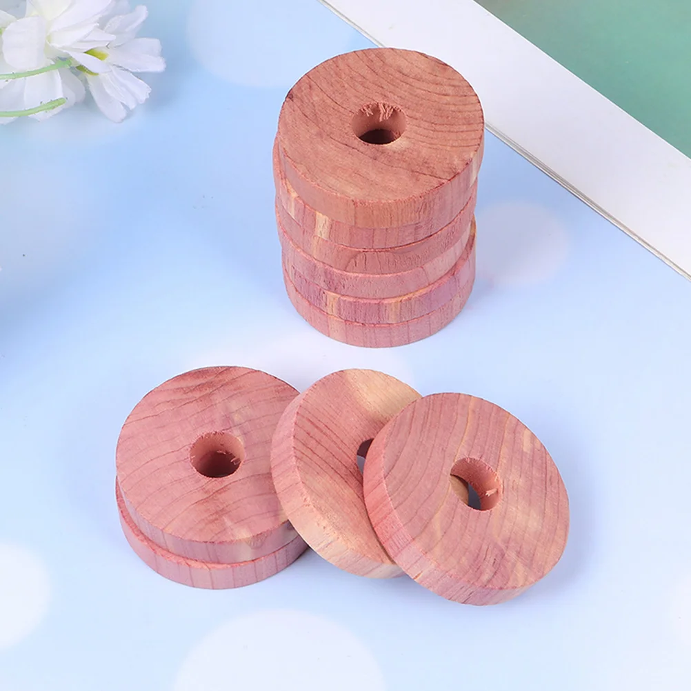 Cedar Hangers Natural Aromatic Wood Blocks Moth-proof Wardrobe Discs 20pc Home Decor Bug Wooden Clothes