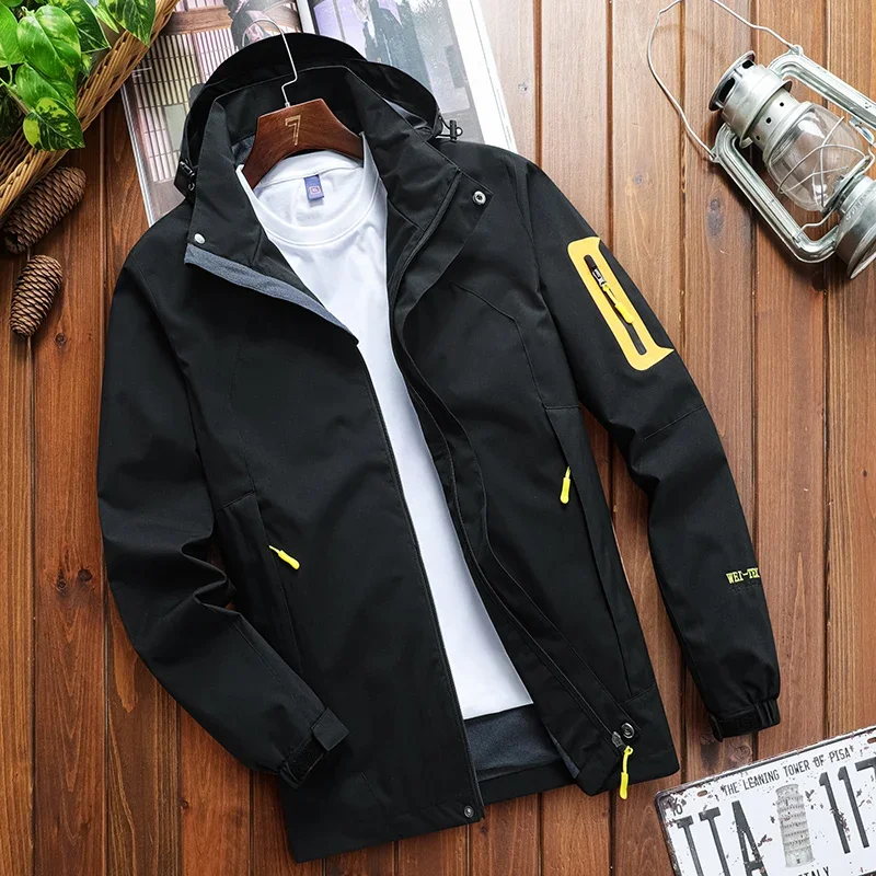 Man Black Windbreaker Windproof Waterproof For 2022 Spring Autumn Zip Up Jacket Men's Streetwear Bomber Clothes OverSize 5XL 6XL