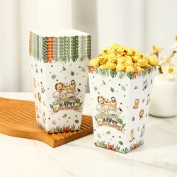 Jungle Animal Popcorn Boxes Zoo Treat Boxes Paper Jungle Theme Birthday Party Supplies Baby Shower Favor Movie Night Decorations