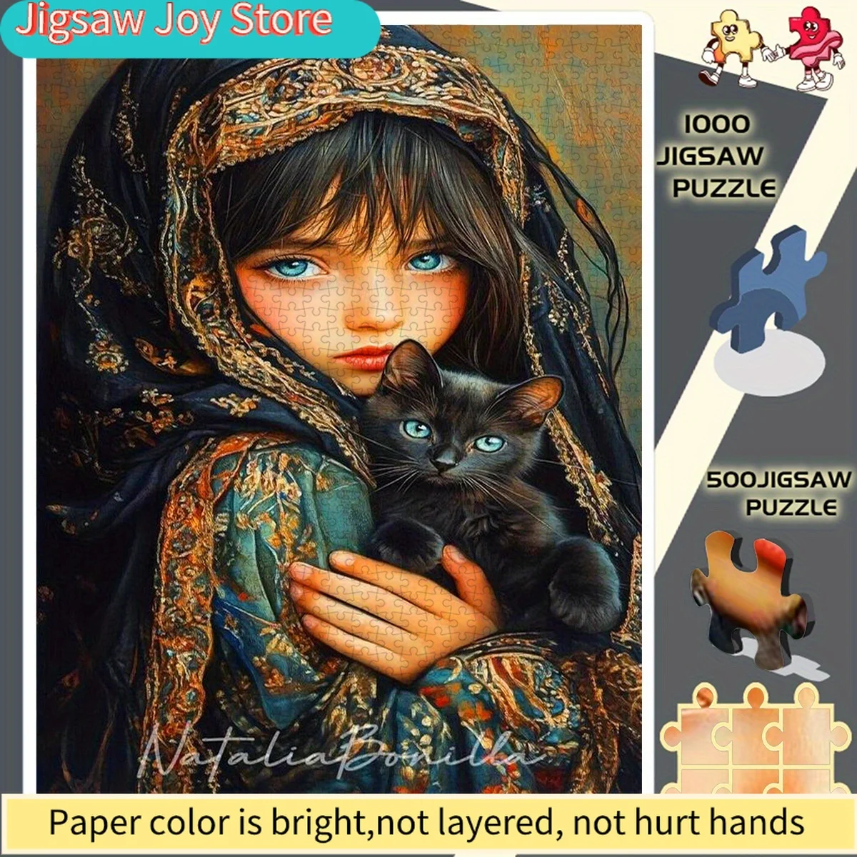 

Картина-пазл, DIY-пазл, пазл для взрослых, красивый портрет обнимающегося чёрного кота, подходит для пазла, декоративный пазл для дома, искусство