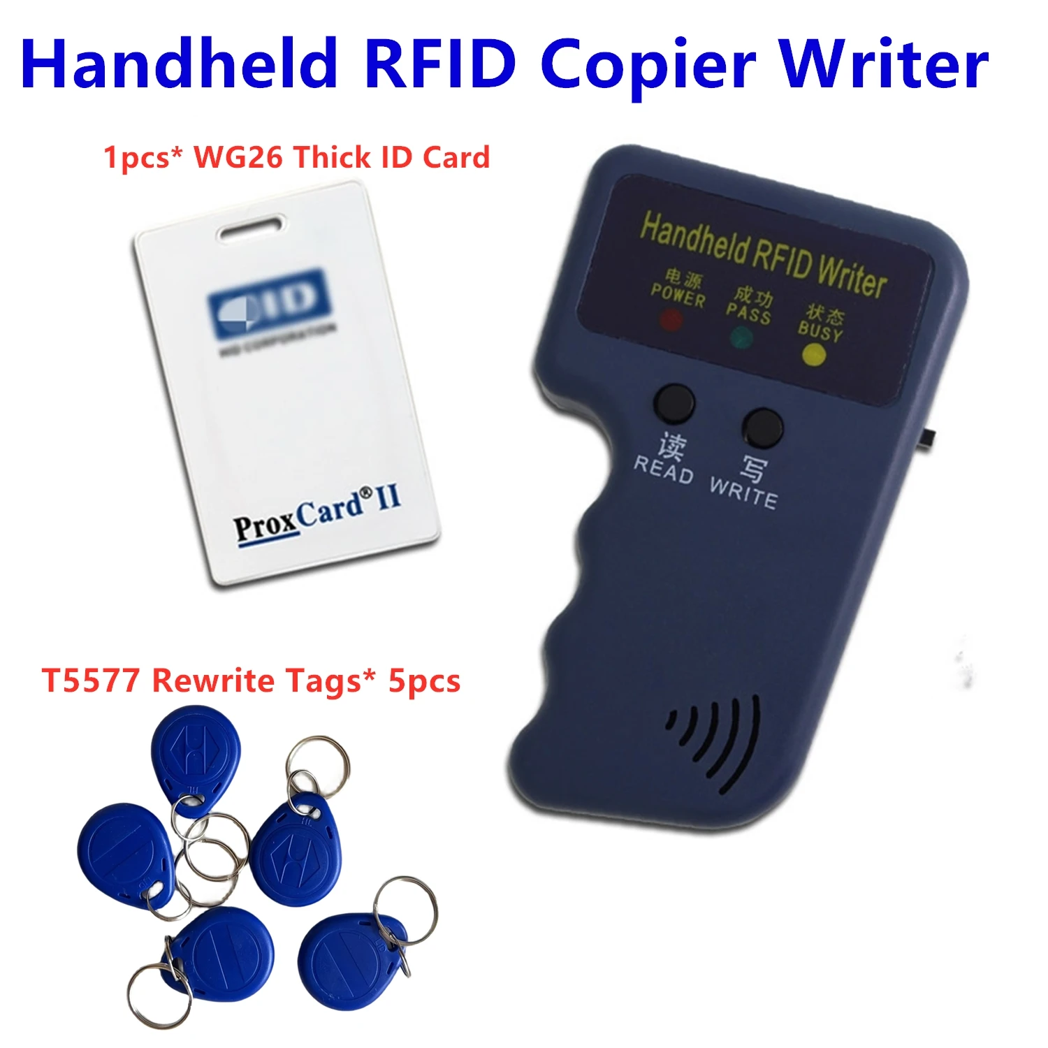 Imagem -04 - Handheld Rfid id Card Reader Copiadora Gravador para Cartão Hid Keyfobs Duplicador Escrever Back-up Tags T5577 Em4305 Em4100 125khz