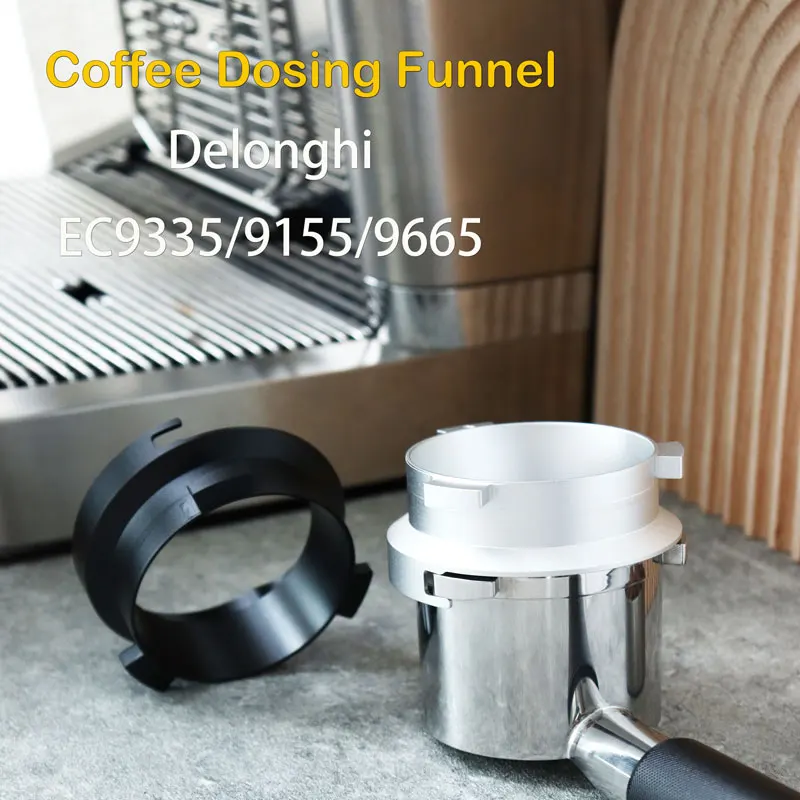 

51mm Dosing Funnel Aluminum Intelligent Dosing Ring For Delonghi EC9335/9155/9665/9355 Barista Tool Coffeeware