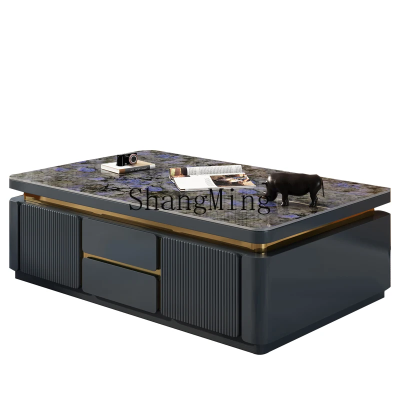 

CL solid wood blue rock slab coffee table modern simple light luxury small apartment home living room senior villa