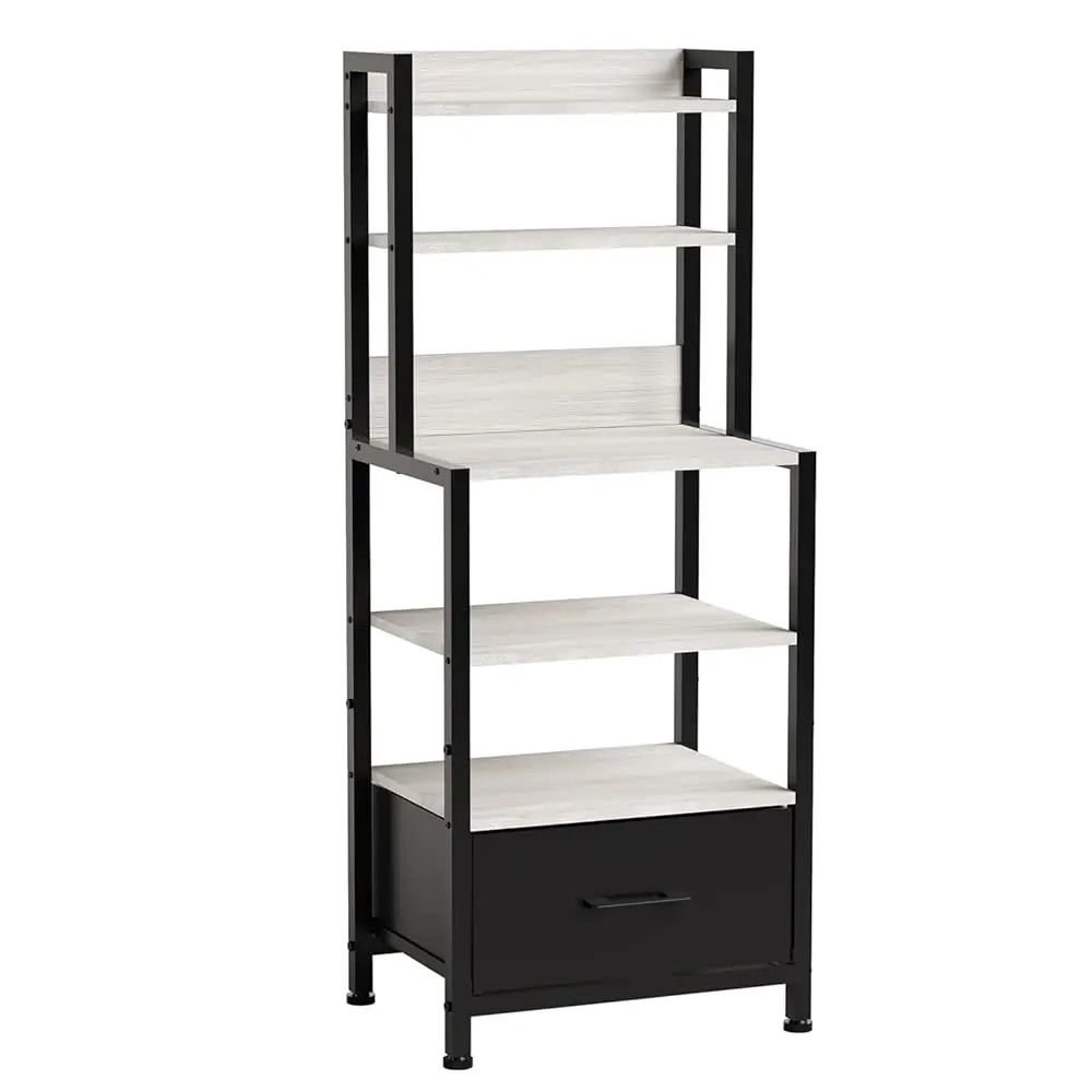 

Nightstand With Fabric Drawers,5-Tier End Table For Living Room, Bakers Ra With One Drawer;Storage Cabinets For