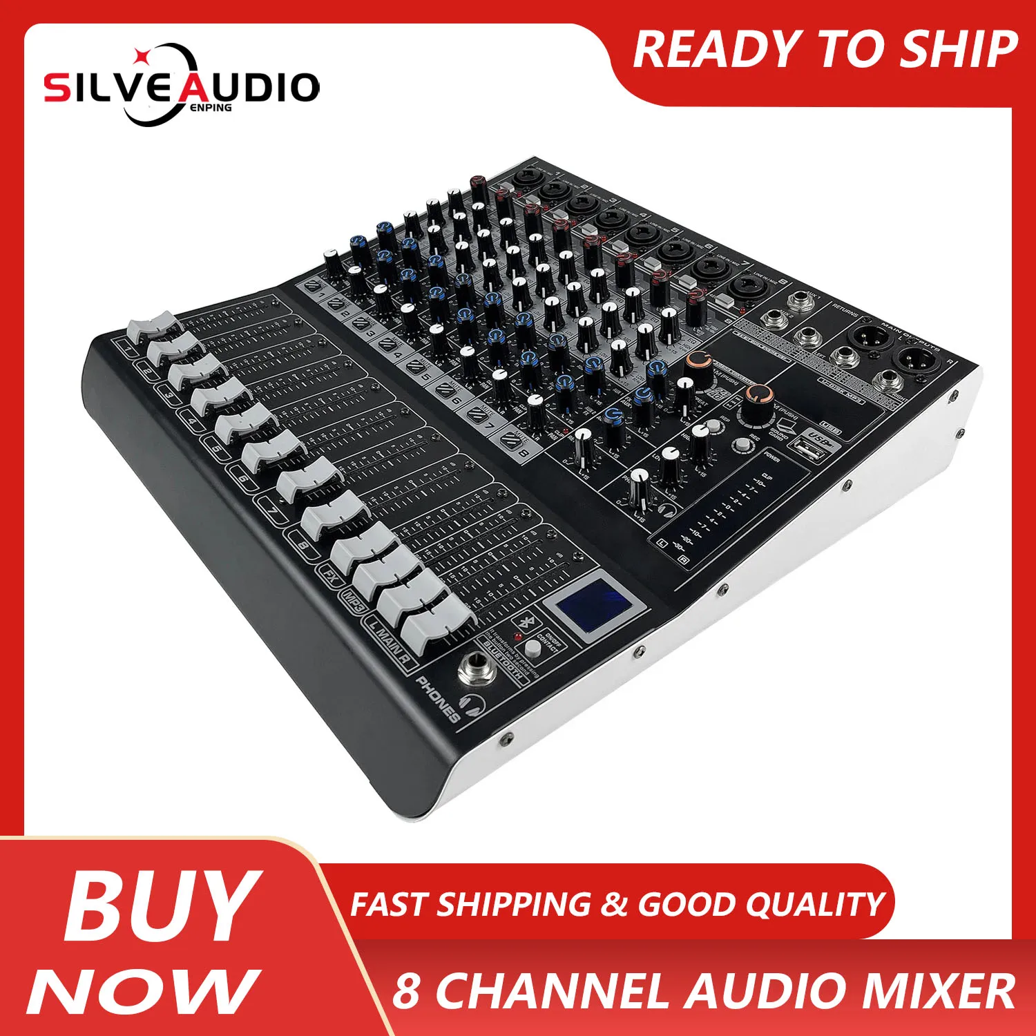 

GAX-M8 Pro 8-channel DJ audio mixer 16 DSP reverberation effect BT5.0 USB mixing console home KTV stage