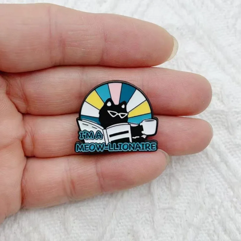 4pcs European and American retro creative hip-hop personality cartoon black cat series styling metal brooch versatile bag clothi view 2