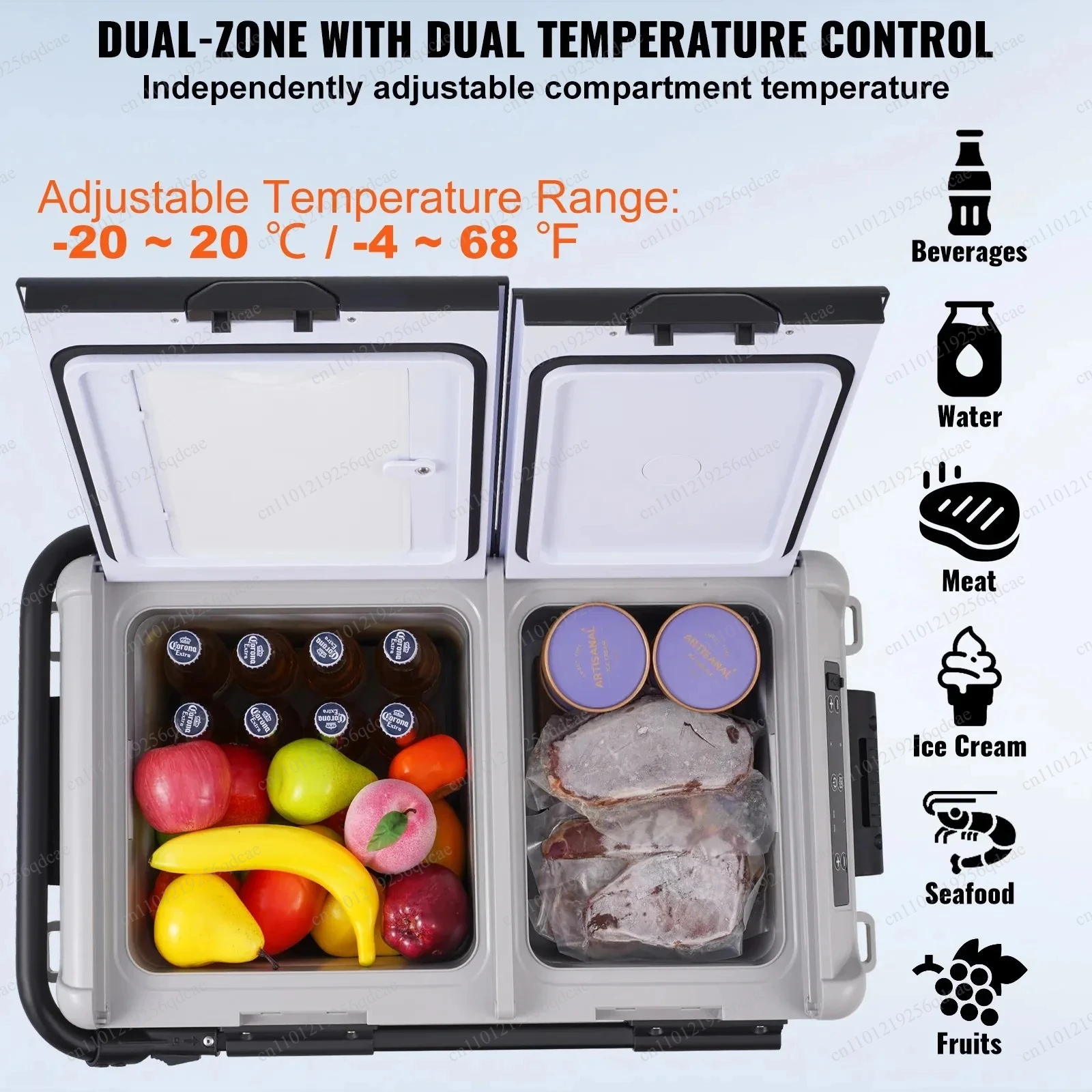 SucceBuy 40/50/58L Portable Car Refrigerator 12VoltCar Refrigerator Fridge Dual Zone Portable Freezer Compressor Cooler for Home
